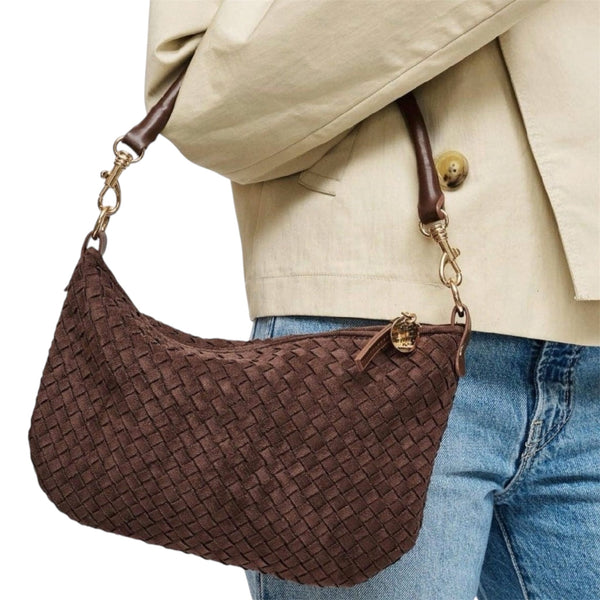 Brown Woven Shoulder Bag