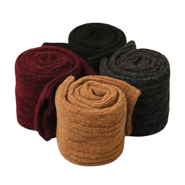 Ribbed Knitted Wool Blend Crew Socks