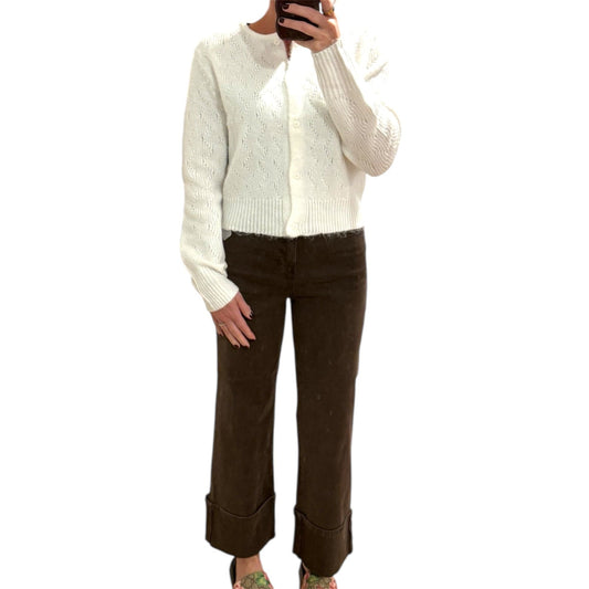 Brown Stretch Twill Jeans with Cuff