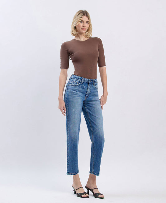 High Rise Mild Barrel Straight Leg Jean