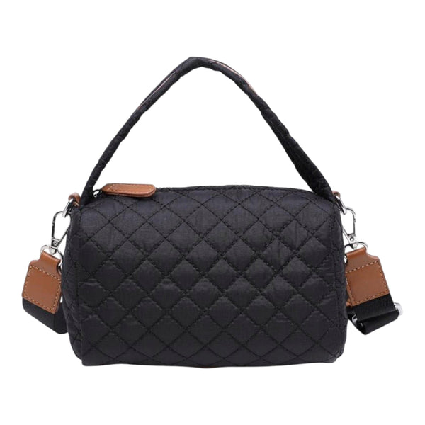 Black Quilted Top Handle Crossbody Purse
