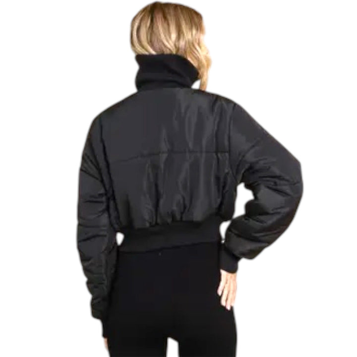 Black Cropped Slight Puffy Jacket