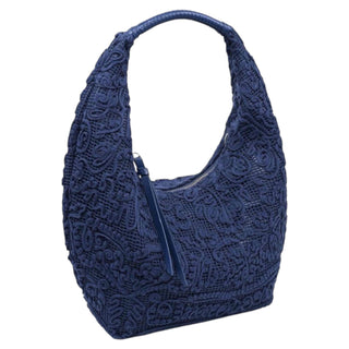 Navy lace textured hobo purse