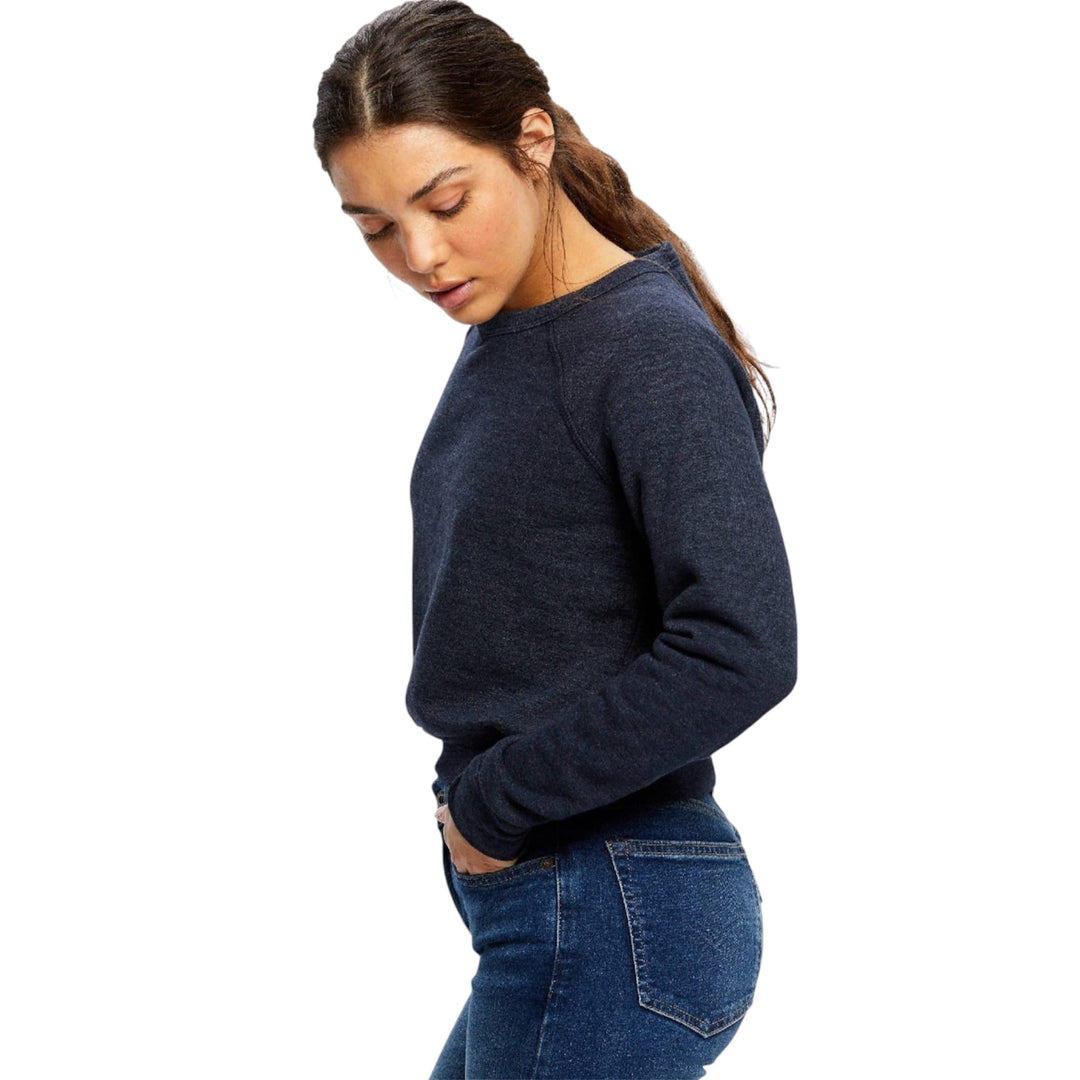 Navy Sponge Fleece Cropped Crew Neck Fleece