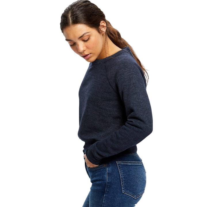 Navy Sponge Fleece Cropped Crew Neck Fleece