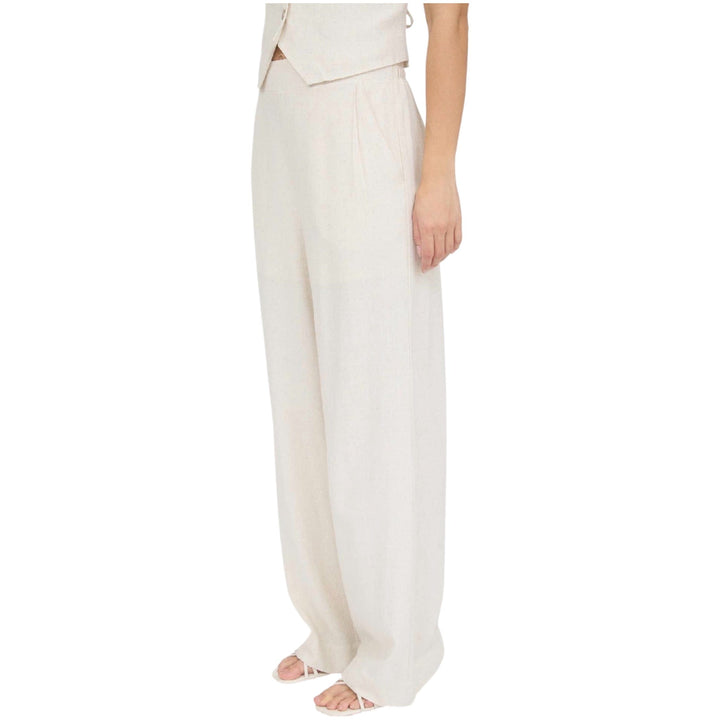 Oatmeal Wide Leg Linen Pants