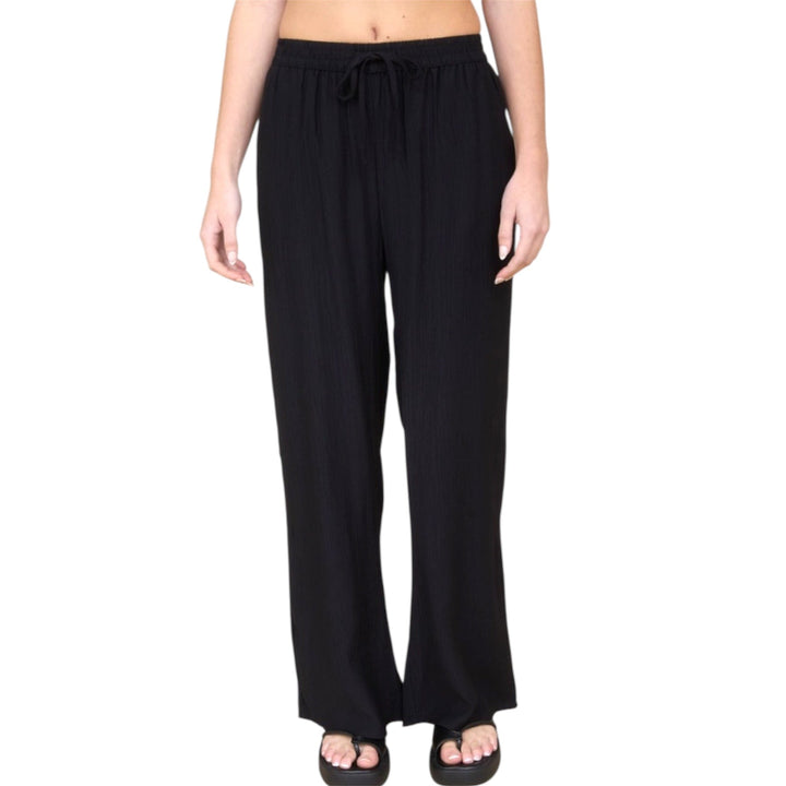 Black Elastic Waist Linen Pants