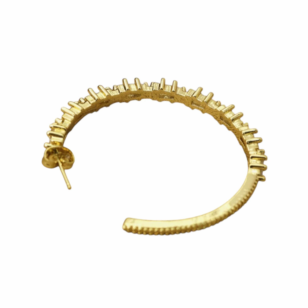 Triangle CZ Gold Huggie Hoop Earrings