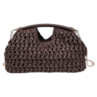 Brown Woven Top Handle or Crossbody Purse