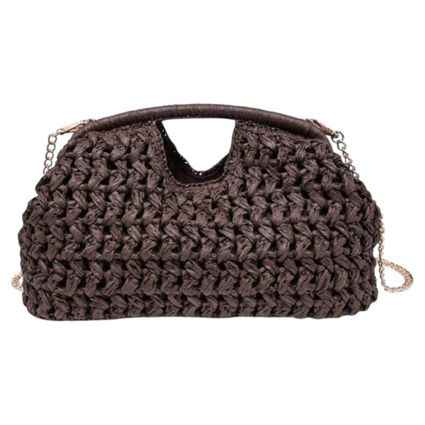 Brown Woven Top Handle or Crossbody Purse