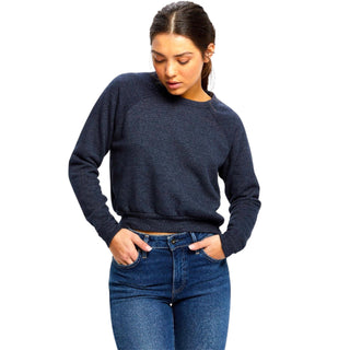 Navy Sponge Fleece Cropped Crew Neck Fleece