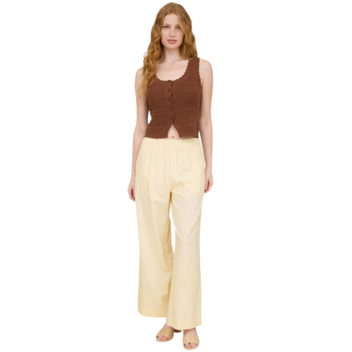 Brown Crochet Knit Button Down Scalloped Knit Vest