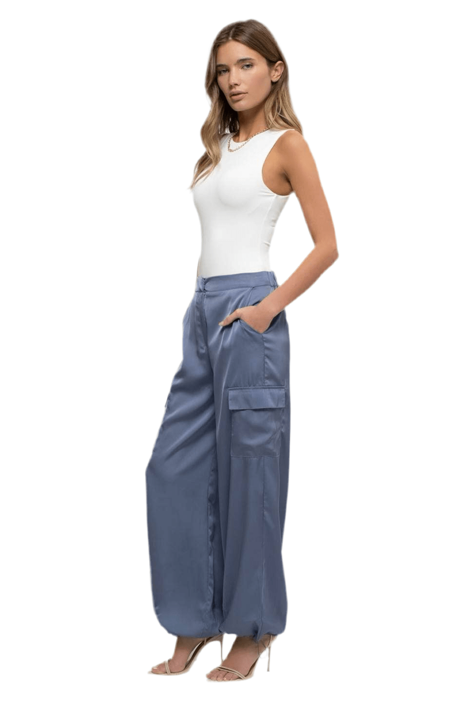 Satin Cargo Pants