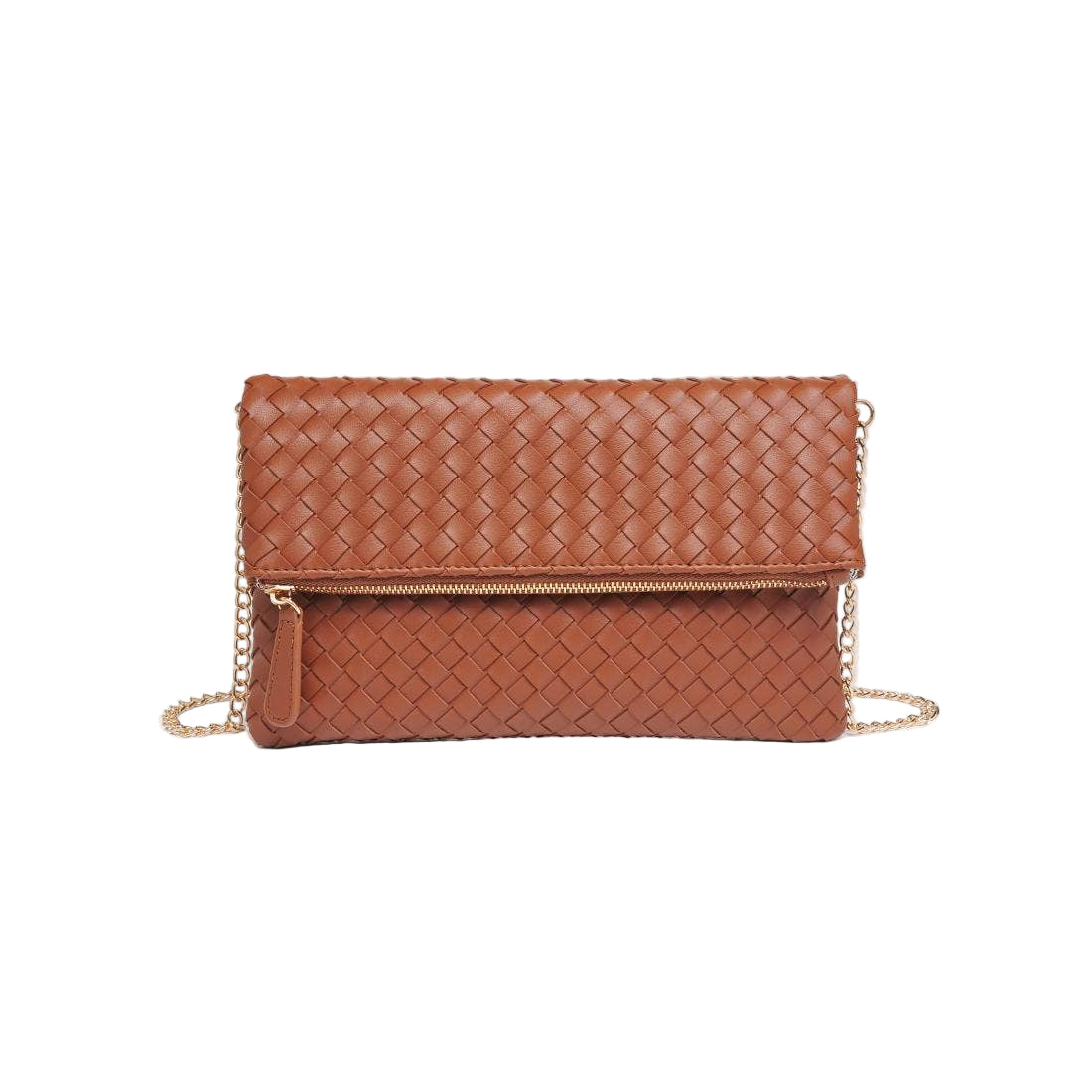 Light Chocolate Woven Clutch