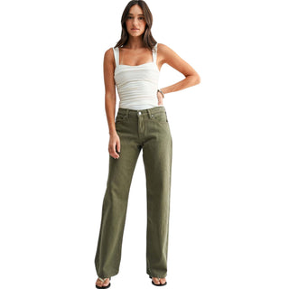 Hunter Green Low Rise Relaxed Straight Leg