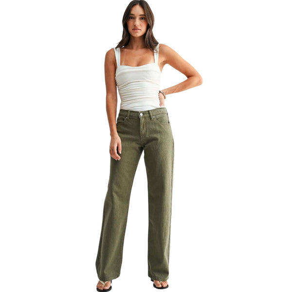 Hunter Green Low Rise Relaxed Straight Leg