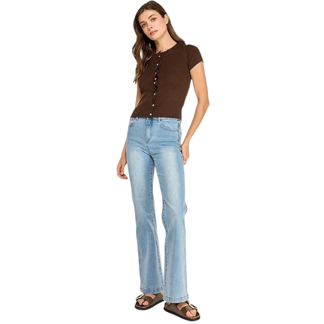 Brown Short Sleeve Cardigan