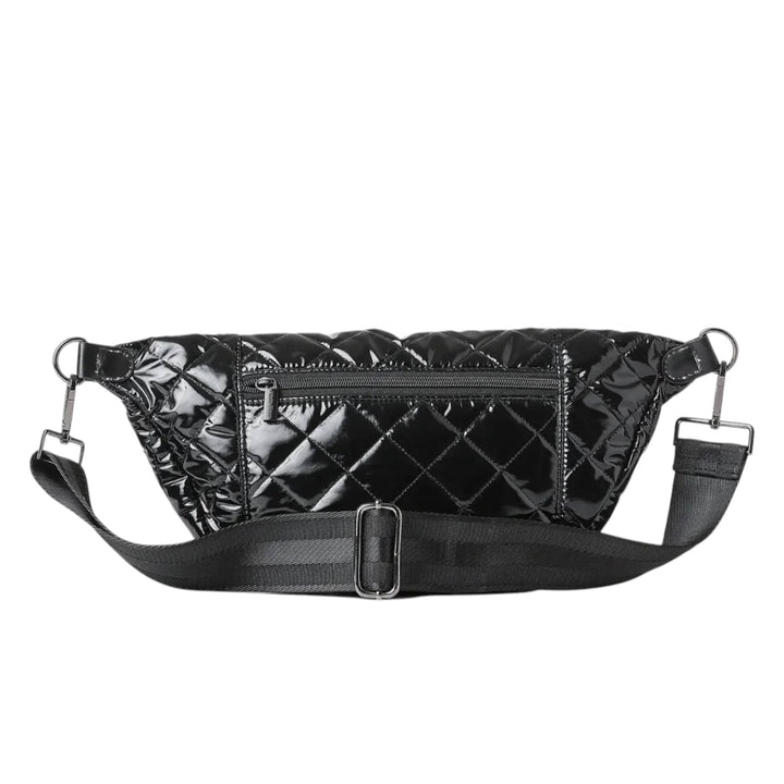 Black Shiny Puffer Sling Bag