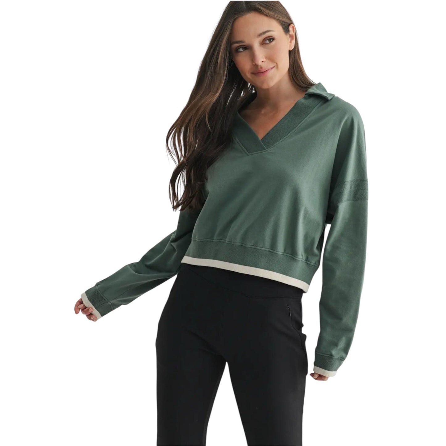 Varsity Line Fleece Pullover Top