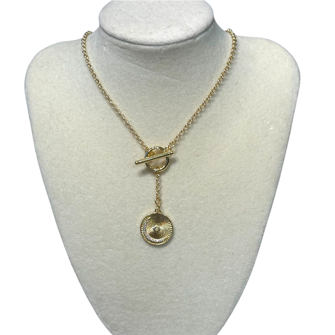 Gold Moon Charm Link Chain Necklace