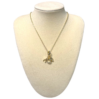 Flower Horseshoe Wishbone Charm Pendant Gold Necklace