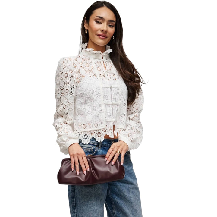 Burgundy Soft Pleated Frame Clutch