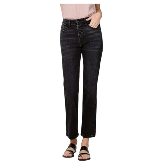 Straight Leg Ankle Flare Button Fly Jeans