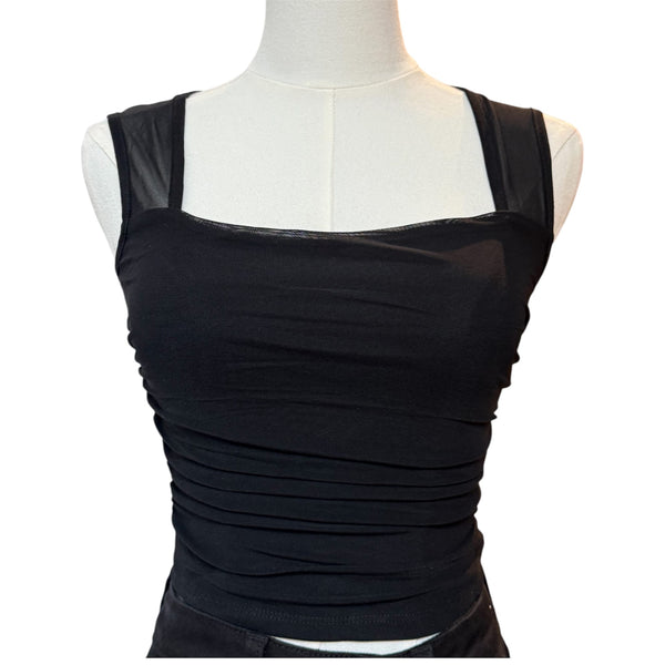 Black Ruched sheer top