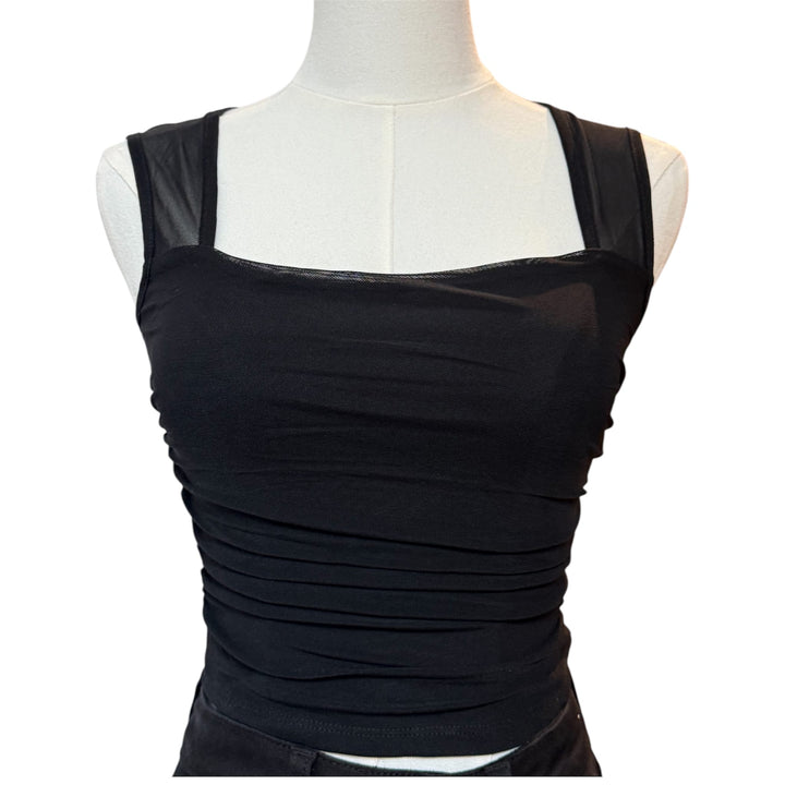 Black Ruched sheer top