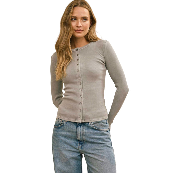 Distressed Grey Cardigan Long Sleeve Top