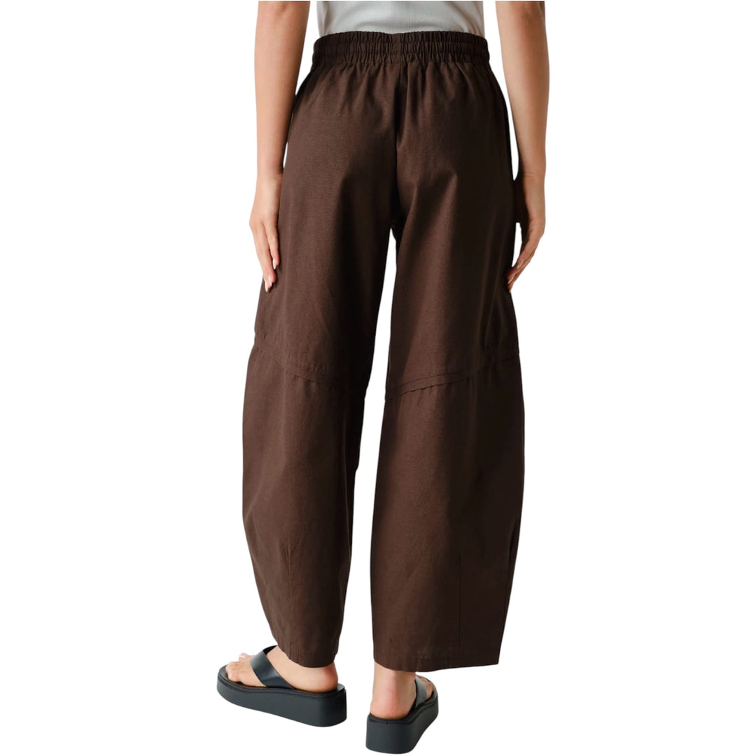 Brown Cotton Barrel Leg Utility Pants