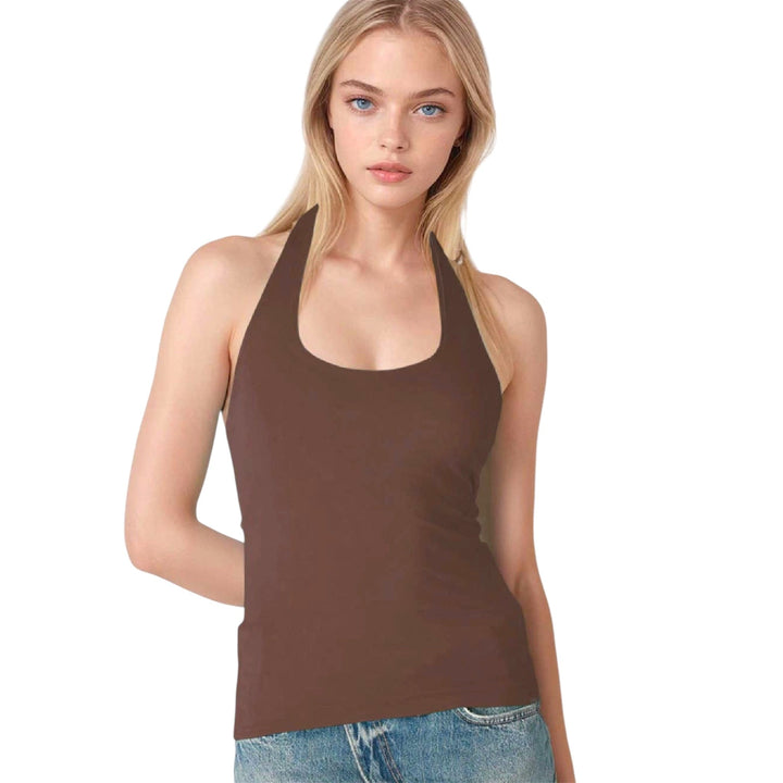 Brown Smooth Jersey Halter Top