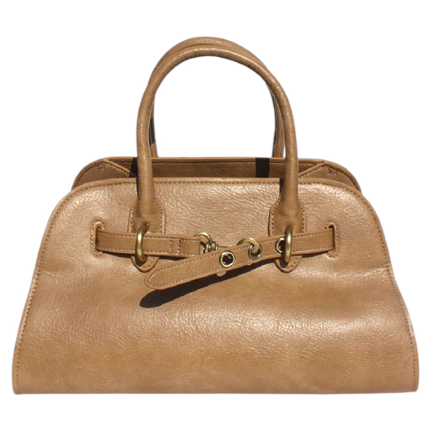 Taupe Vegan Leather Top Carry Tote