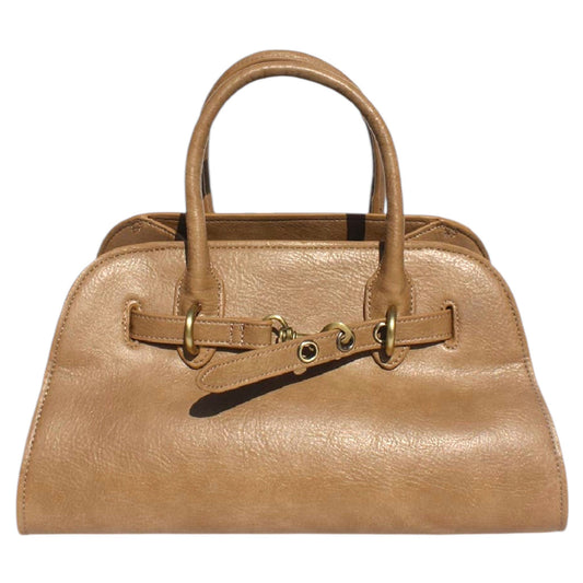 Taupe Vegan Leather Top Carry Tote