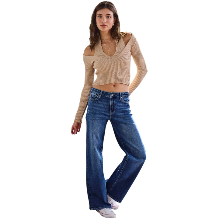 Mid Rise Relaxed Wide Leg Jeans