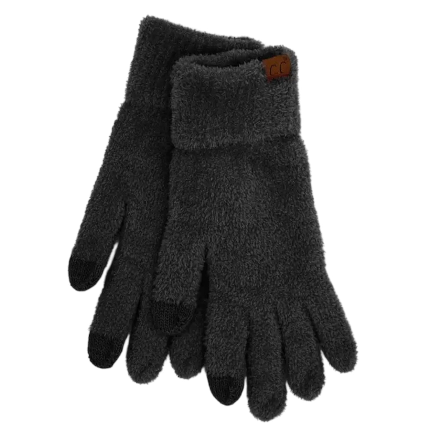 Black CC Plush Chenille Gloves