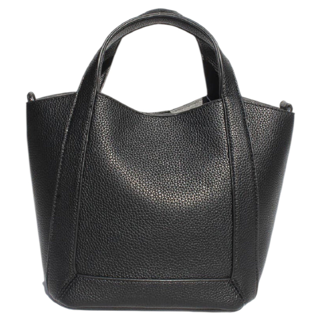 Black Vegan Leather Top Handle Crossbody Purse