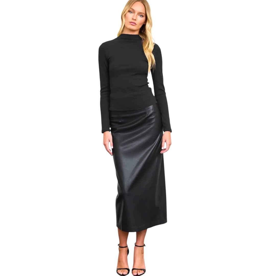 Black Mock Neck Long Sleeve Top