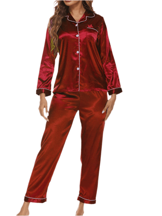 Button Up Pajama Long Sleeve Soft Set in Red and Blue