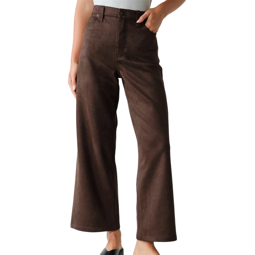 Brown Suede Wide Leg Pants