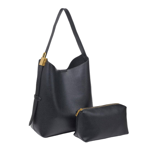 Black Vegan Leather Hobo Bag