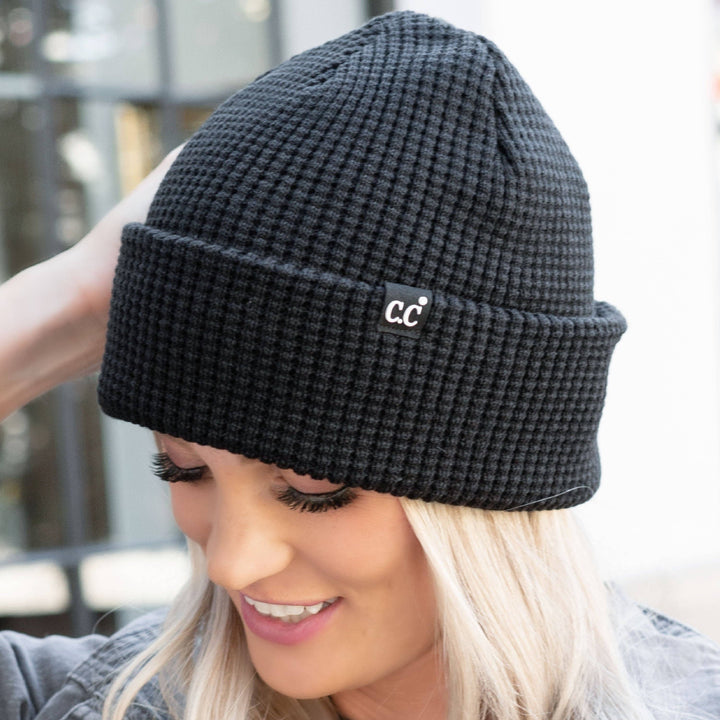 CC Beanie Waffle Knit - Available in Dark Melange Grey, Black, Navy and Brown