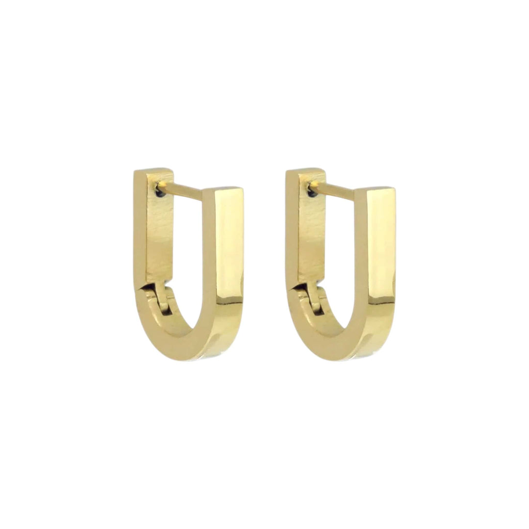 Gold U Horseshoe Huggie Earrings
