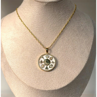 Mother of Pearl Lucky Charm Gold Pendant Necklace