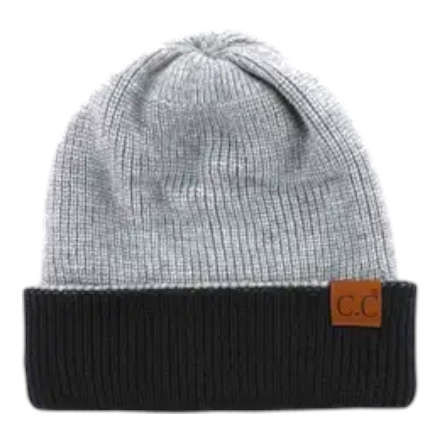 Grey/Black CC Reversible Double Layer Beanie