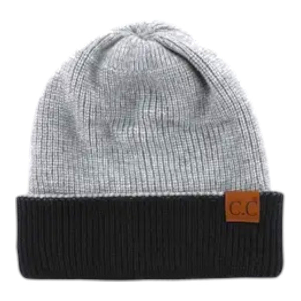 Grey/Black CC Reversible Double Layer Beanie