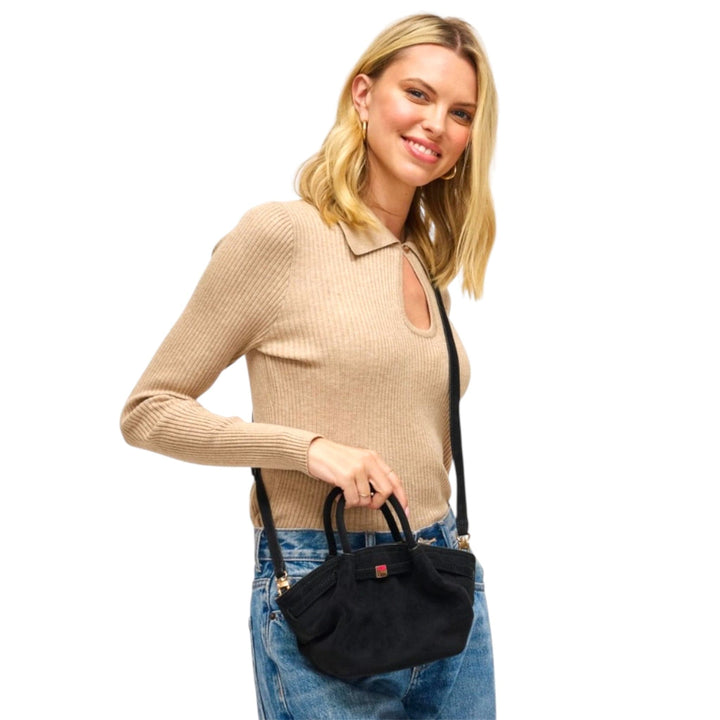 Black Suede Crossbody Bag