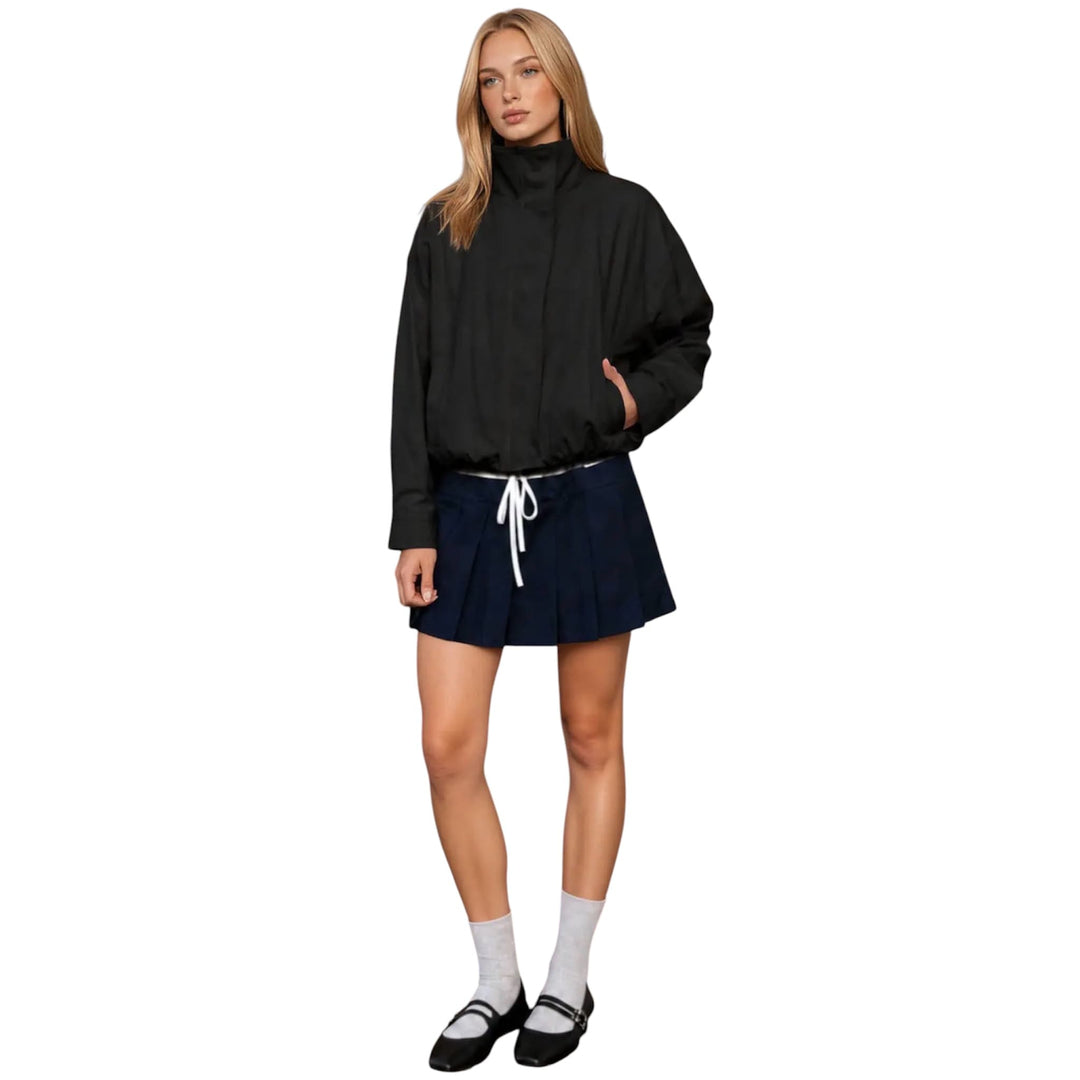 Black Zip Up Mock Neck Jacket
