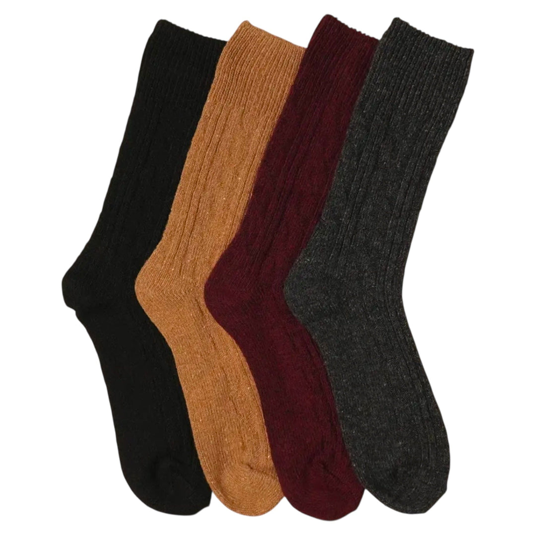 Ribbed Knitted Wool Blend Crew Socks