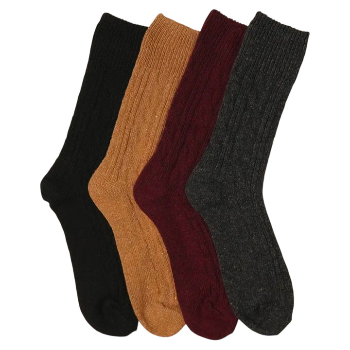 Ribbed Knitted Wool Blend Crew Socks